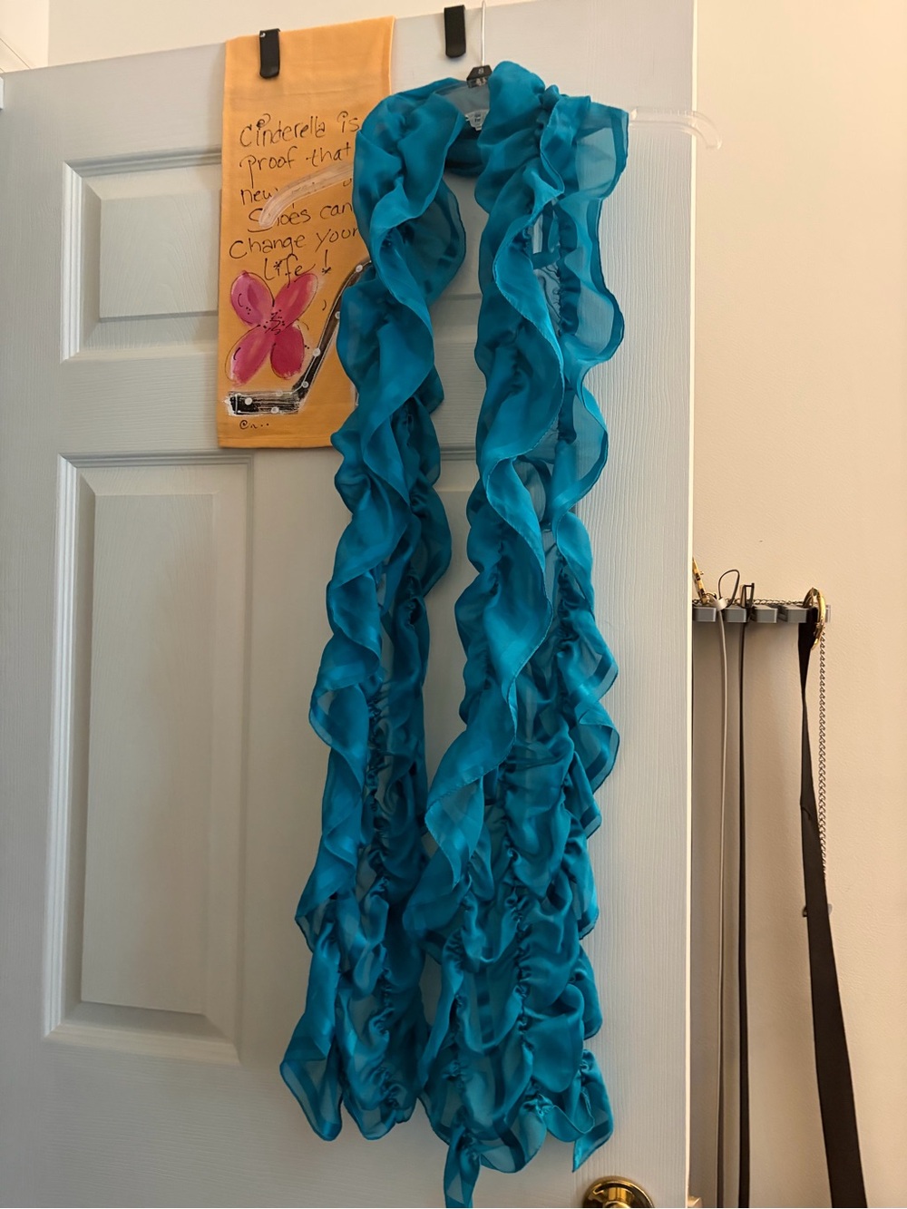 Turquoise Ruffled Chiffon Scarf